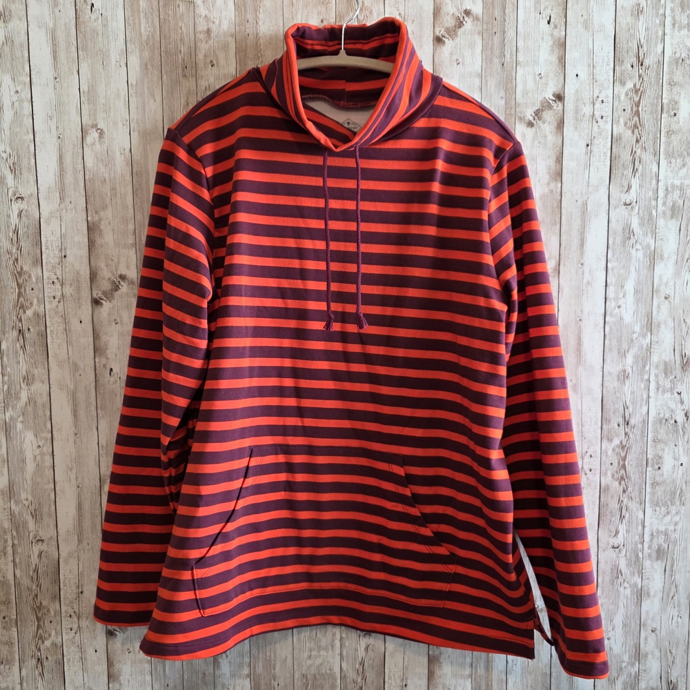 St. John's Bay Red and Blue Striped Cowl Neck Sweater